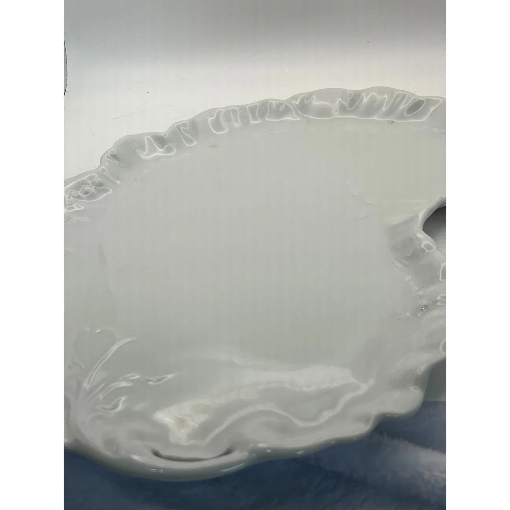 Vintage Maryland China Japan White Ironstone Vanity Set Art Nouveau Dresser Tray
